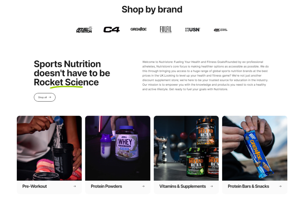 shopping on the nutristore website