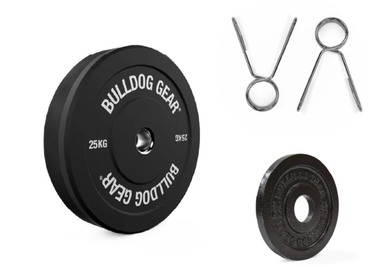 Bulldog Gear Women's 15kg Barbell and Bumper Plate Home Gym Bundle