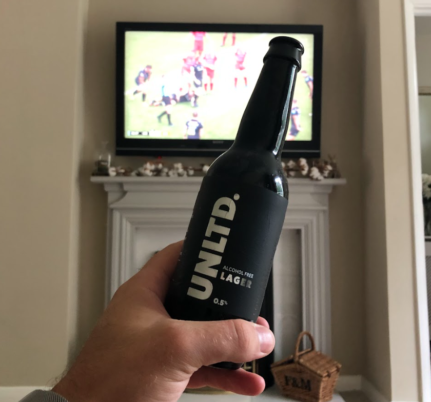 UNLTD lager being enjoyed with game