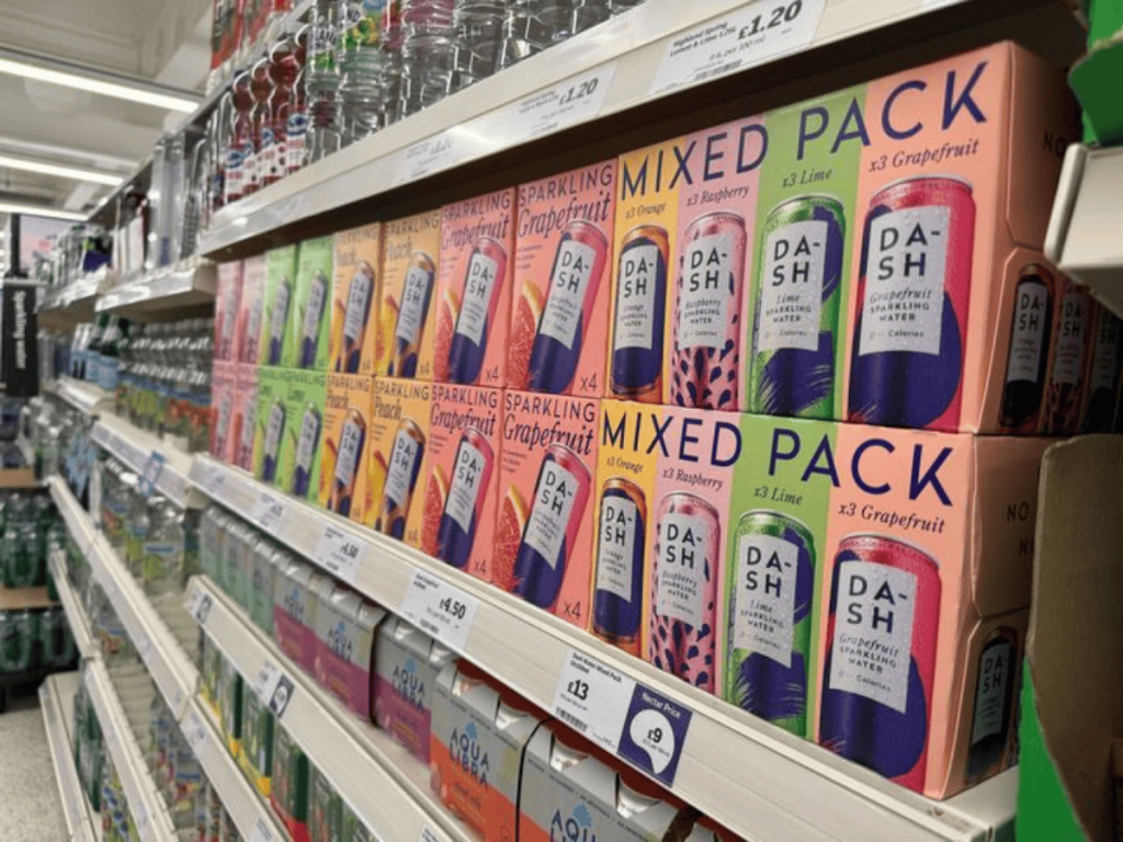 The new DASH Water Mixed Pack on shelves at Sainsbury's