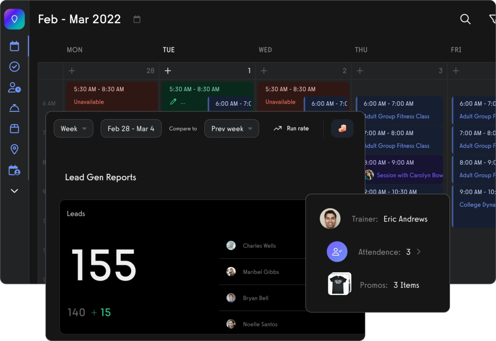 The analytics dashboard on Exercise.com